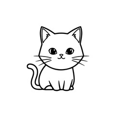 Cute Cat Character – Cartoon Line Art

