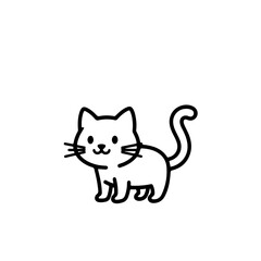 Cute Cat Character – Cartoon Line Art
