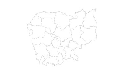 Cambodia Outline Map – High Resolution Template. 