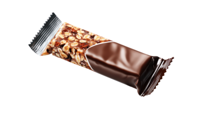 Packaged snack bar with wrapper design visible isolated on transparent background

