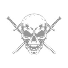 Skull with crossed swords a symbol of danger and defiance.