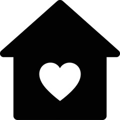 House silhouette with heart shape cutout isolated on white background