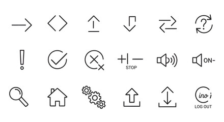 Vector thin line icon set. A collection of universal pictograms for website navigation, user interface, and application control.