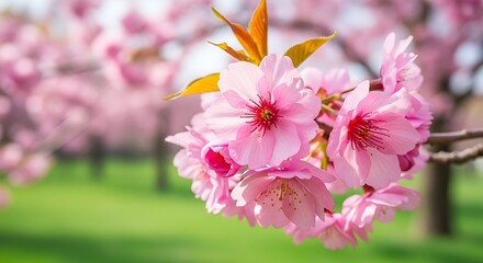 Fototapeta premium Beautiful blossoms in a springtime garden scene evoking serenity and beauty