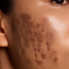 Fototapeta premium close up of woman face with Hyperpigmentation & dark spot 