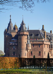 Fototapeta premium The impressive and massive De Haar Castle, a beautifully restored historic Dutch castle located near Utrecht in the Netherlands.