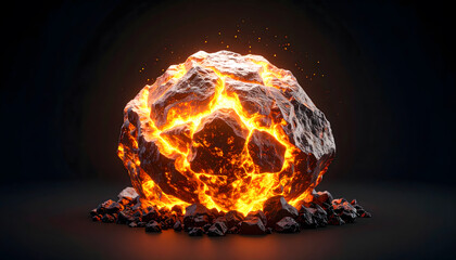 Glowing Lava Rock High-Temperature 3D Render
