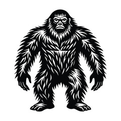 Mysterious Bigfoot Silhouette Vector in Forest Scene