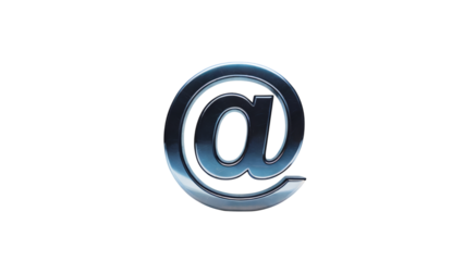 Shiny metallic at symbol representing connection and digital communication