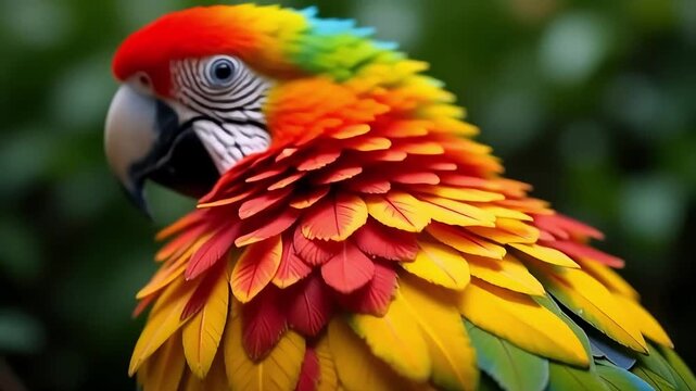 Close up of colorful parrot feathers vibrant plumage bird wildlife art