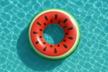 Watermelon Inflatable Ring in the Pool Summer Fun and Relaxation