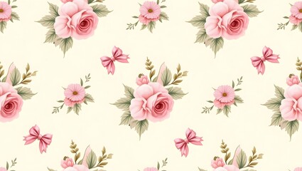 Watercolor rose seamless pattern 