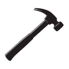 Brick hammer in silhouette image white background.