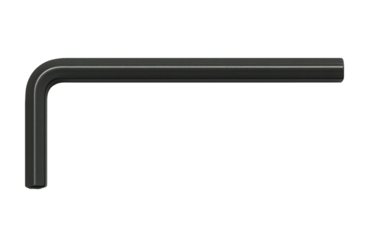 Black hex key or allen wrench isolated on transparent background