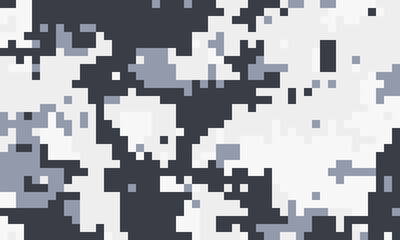 Abstract pixel art background.  Shades of gray and white create a dynamic, textured effect. Perfect for website design, digital art projects, or as a modern camouflage pattern.