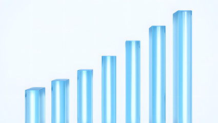 Abstract blue bars showing upward trend and growth on white background