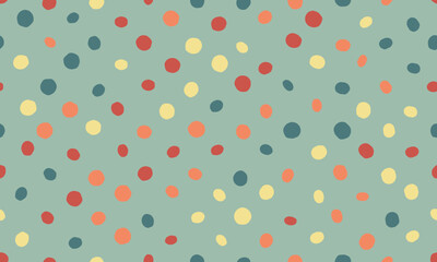 Cheerful, handdrawn polka dot pattern in muted pastel tones.  Perfect for textile designs, website backgrounds, or playful branding.