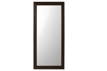 Dark wooden framed mirror isolated on transparent background