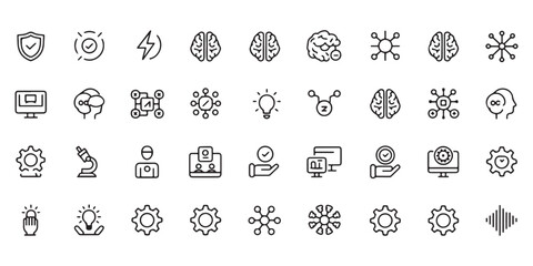 Collection of Artificial Intelligence and Machine Learning Icons for Web and Print Designs showcasing innovation and technological advancement