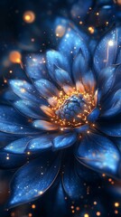 Blooming Flower with Sparkling Light, Artistic Detail