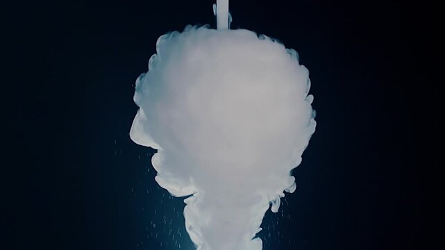 An air bubble filled with smoke explodes spectacularly, forming a beautiful cloud and waves. Closeup. Macro. Slow mo, slow motion, high speed camera, 200fps