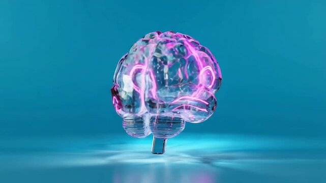 3D Rendered Transparent Brain with Pink Veins