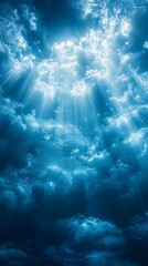 Sunlight Streaming Through Ocean Water Creating a Serene Underwater Scene