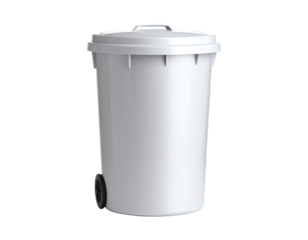 Small gray trash can isolated on white background, office paper bucket