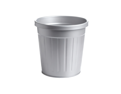 Small gray trash can isolated on white background, office paper bucket