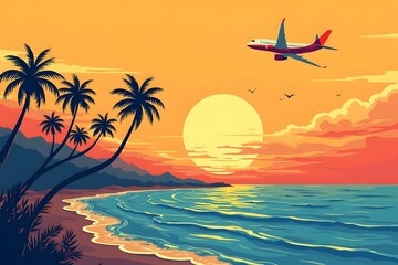 pop art design Line travel world background illustration