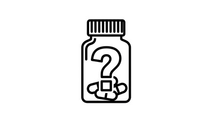Medical pills bottle with question mark inside health medicine concept