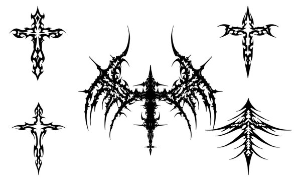 Cross gothic various tribal style crosses and winged crosses in black a diverse gothic collection offers winged tribal cross designs.