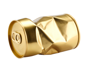 crumpled empty tin can isolated on white