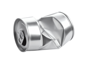 crumpled empty tin can isolated on white