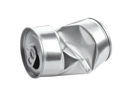 crumpled empty tin can isolated on white