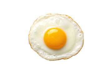 Perfectly cooked fried egg with golden yolk and crispy white edges showing bubbles, isolated on a transparent background
