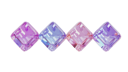 Iridescent crystal gemstone squares, reflecting captivating spectrum of luminous light on a