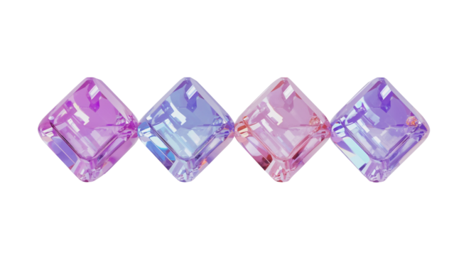 Iridescent crystal gemstone squares, reflecting captivating spectrum of luminous light on a