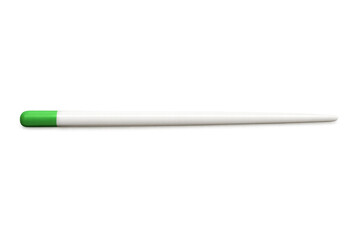 Fototapeta premium Long white stick with a green cap, isolated on a transparent background, showcasing a simple and minimalist design