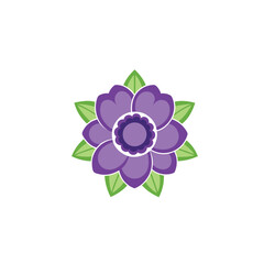 Anemone flower vector icon set