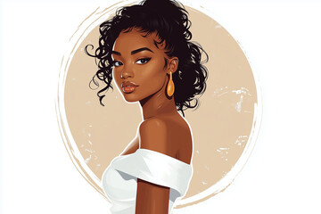 Black woman face. Dark skin woman portrait.