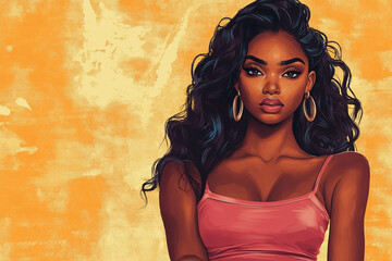 Black woman face. Dark skin woman portrait.