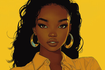 Black woman face. Dark skin woman portrait.
