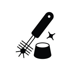 Toilet Brush glyph icon with white background vector stock illustration