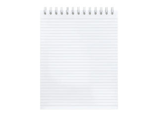 An empty, lined notepad with a spiral binding, ready for ideas, notes, and creative thoughts. 