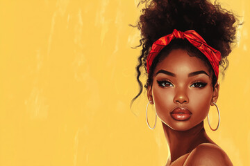 Black woman face. Dark skin woman portrait.