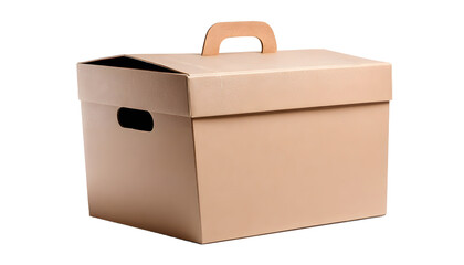 cardboard box with hanlde isolated on white background