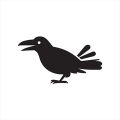 Fototapeta premium Silhouette Style Vector Raven Logo Icon – Minimal Mysterious Bird Symbol for Gothic, Nature, or Fantasy Branding, Monochrome Crow Graphic Design for Print, Web, and Merchandise Use