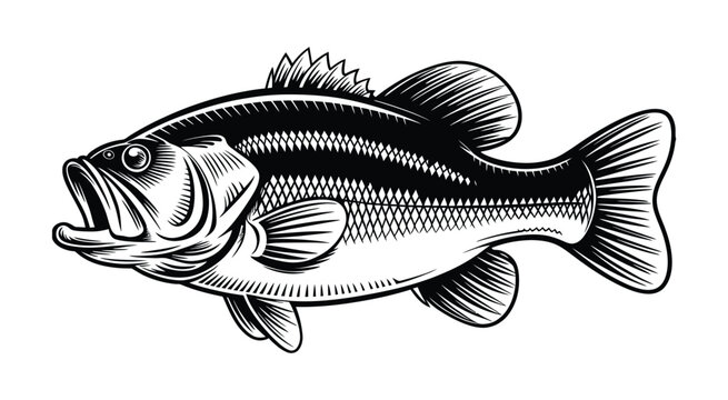 bass fish line drawing