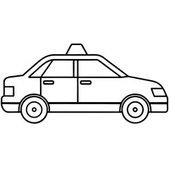 Minimal Taxi Car Side View Line Art